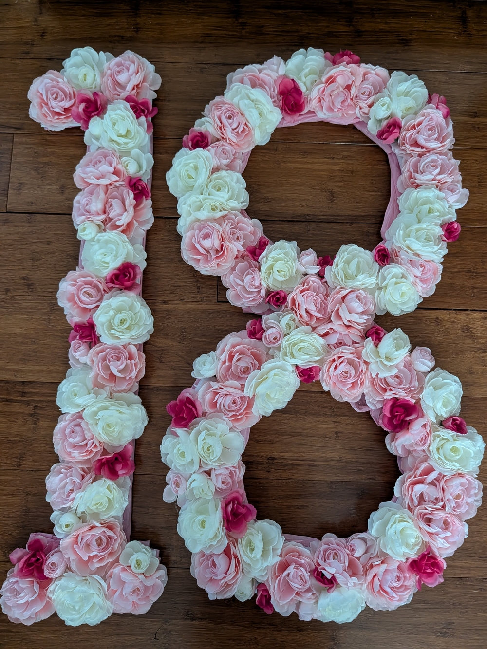 Pink & White Floral Number 18 Decor Wreath - Brand Unbranded